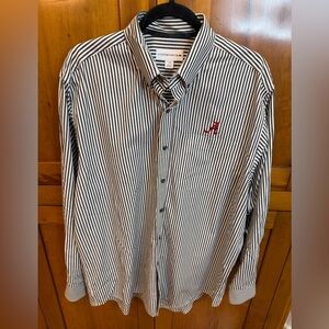Cutter & Buck Alabama Crimson Tide Men's Black/White Striped Button Down